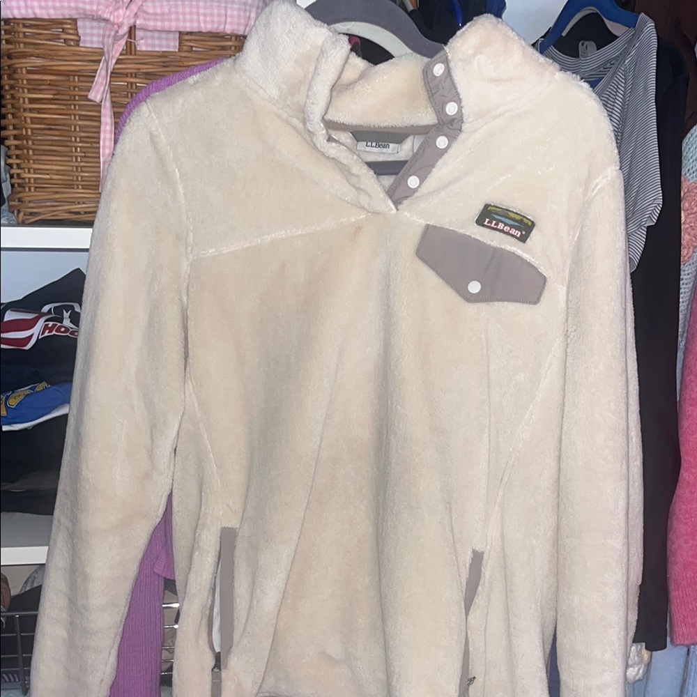 LL Bean Cream Fleece Pullover